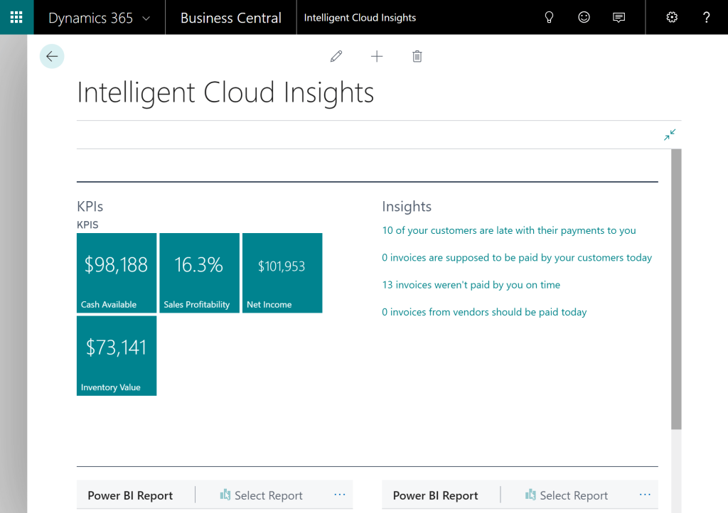 Intelligent Cloud Insight in Dynamics 365 Business Central 