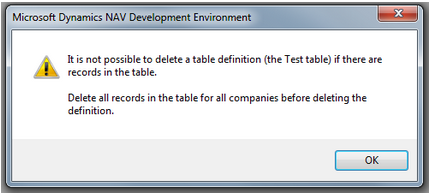 How to Delete Objects Import Worksheet Step 4: The error will appear if there are records in the table