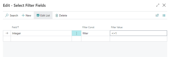 Filter Fields and Conditions: