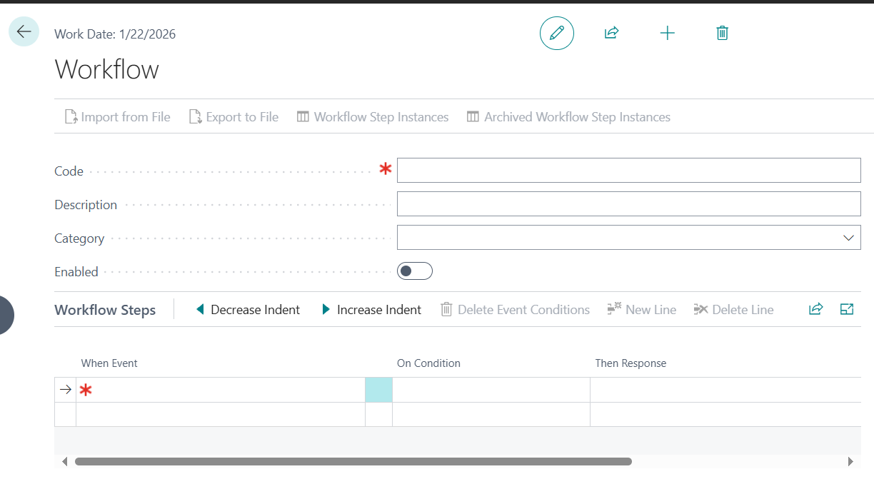 Business Central workflows