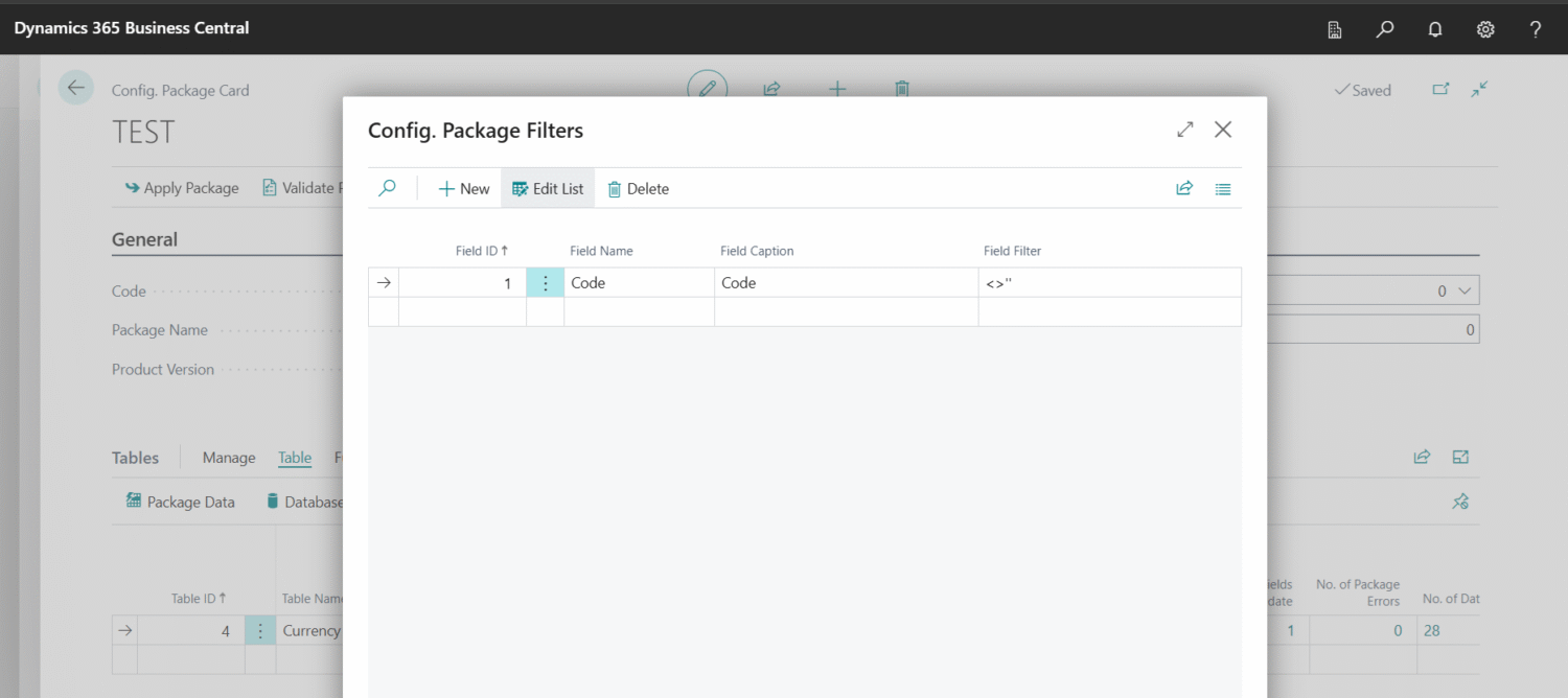 Configuration Packages in Business Central