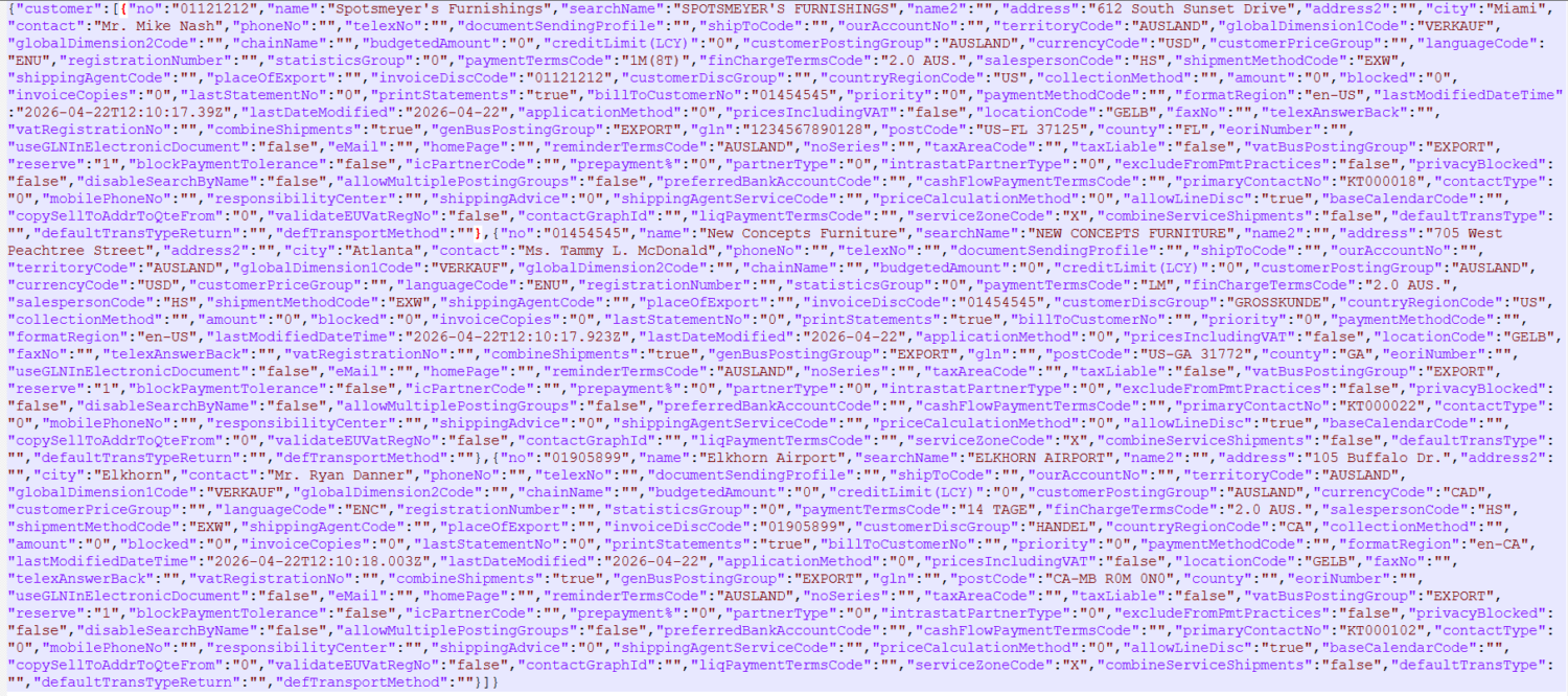 JSON format